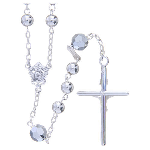 Rosary beads in 800 silver, 6mm and pater beads in metallic strass 2
