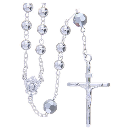Rosary beads in 800 silver, 6mm and pater beads in metallic strass 1