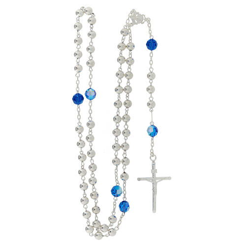 Rosenkranz Silber 800 Perlen 6mm und blauen strass 4