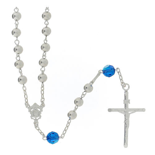 Rosary beads in 800 silver, 6mm and pater beads in blue strass 1