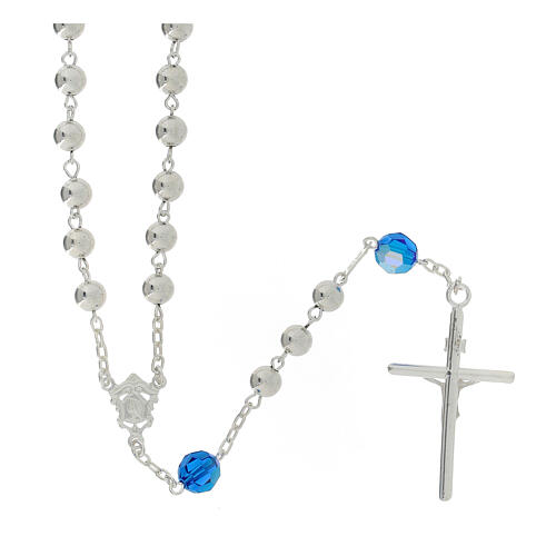 Rosary beads in 800 silver, 6mm and pater beads in blue strass 2