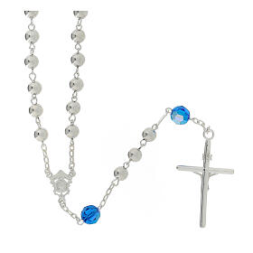 Rosary beads in 800 silver, 6mm and pater beads in blue strass