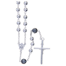 Rosary beads in 800 silver, 6mm and pater beads in black strass