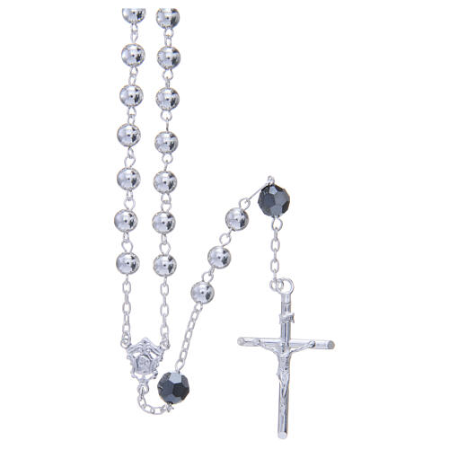 Rosary beads in 800 silver, 6mm and pater beads in black strass 1