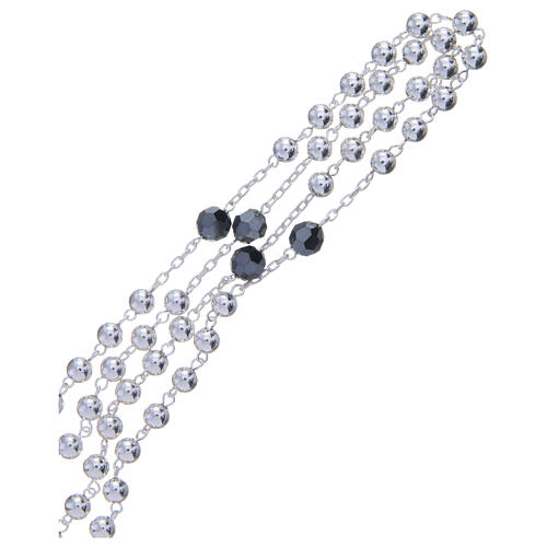 Rosary beads in 800 silver, 6mm and pater beads in black strass 3