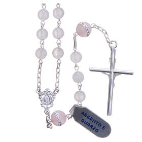 Rosary beads in 925 silver, with grains in rose quartz