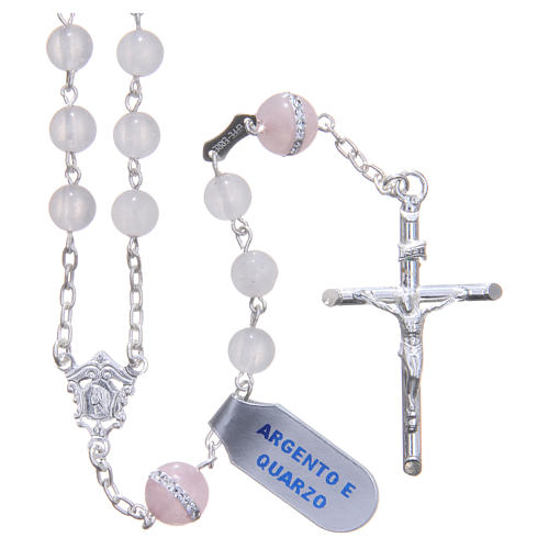 Rosary beads in 925 silver, with grains in rose quartz 1