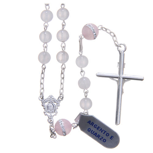 Rosary beads in 925 silver, with grains in rose quartz 2