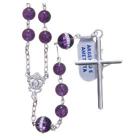 Rosary beads in 925 silver, with grains in amethyst