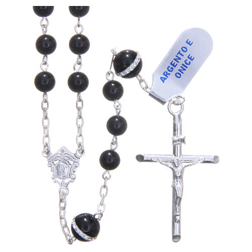 Rosary beads in 925 silver, with grains in onyx 1