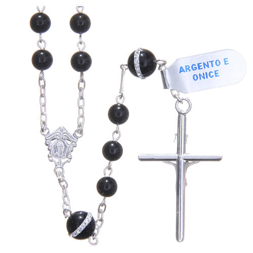 Rosary beads in 925 silver, with grains in onyx 2