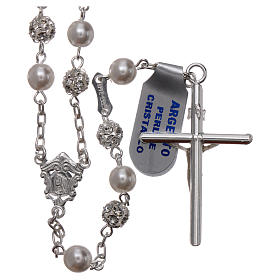 Rosary beads in 925 silver, with grains in pearl