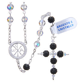 Rosary beads in 925 silver, with 6mm grains in black strass