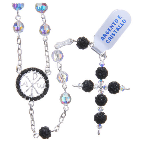 Rosary beads in 925 silver, with 6mm grains in black strass 1