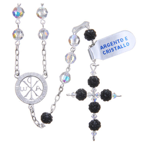 Rosary beads in 925 silver, with 6mm grains in black strass 2
