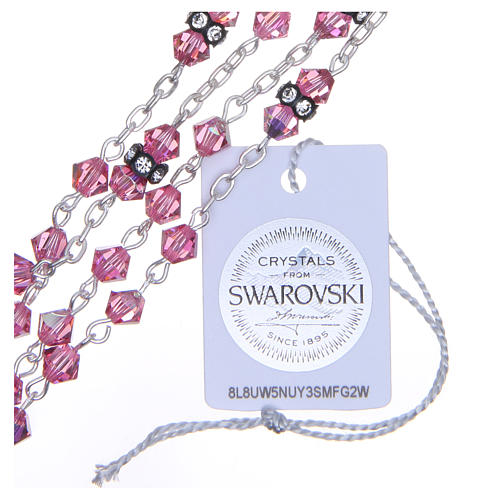 Silver rosary beads with Pater beads in pink strass 5mm 3