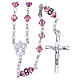 Silver rosary beads with Pater beads in pink strass 5mm s1