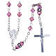 Silver rosary beads with Pater beads in pink strass 5mm s2