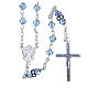 Silver rosary beads with Pater beads in sky blue strass 5mm s2