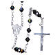 Silver rosary beads with Pater beads in black strass 5mm s2