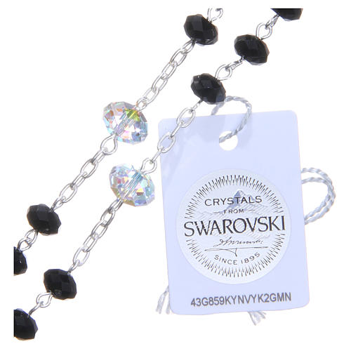 Silver rosary beads with black and white strass briolette 6mm 4