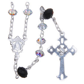 925 Silver rosary beads with black and white strass briolette 6mm