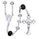 925 Silver rosary beads with black and white strass briolette 6mm s1