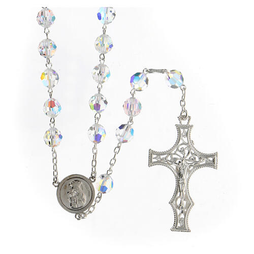 925 Silver rosary beads with crystals measuring 8mm 1