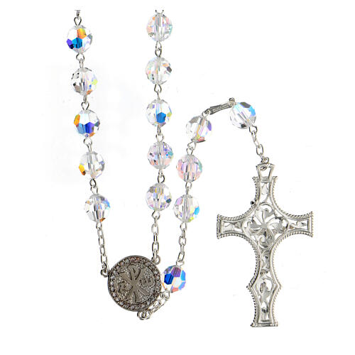 925 Silver rosary beads with crystals measuring 8mm 2