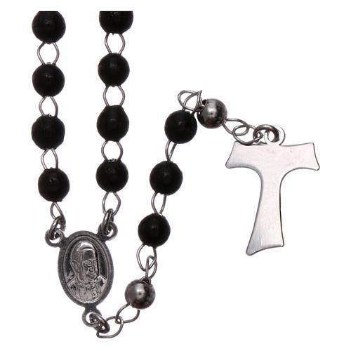 Classic tau rosary sterling silver and black wood AMEN 2
