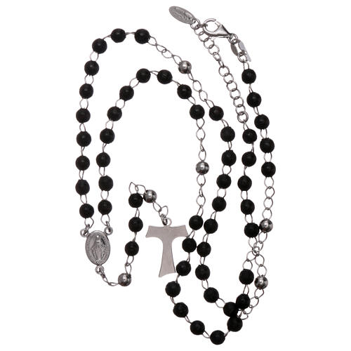 Classic tau rosary sterling silver and black wood AMEN 4