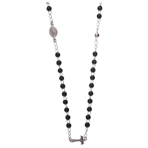 Rosenkranz AMEN Halskette aus Silber und schwarzen Perlen 1