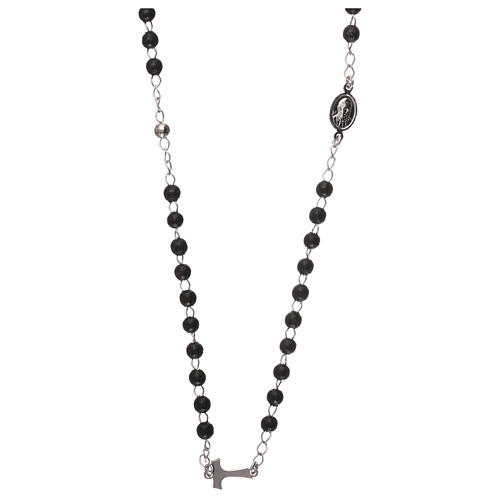 Rosenkranz AMEN Halskette aus Silber und schwarzen Perlen 2