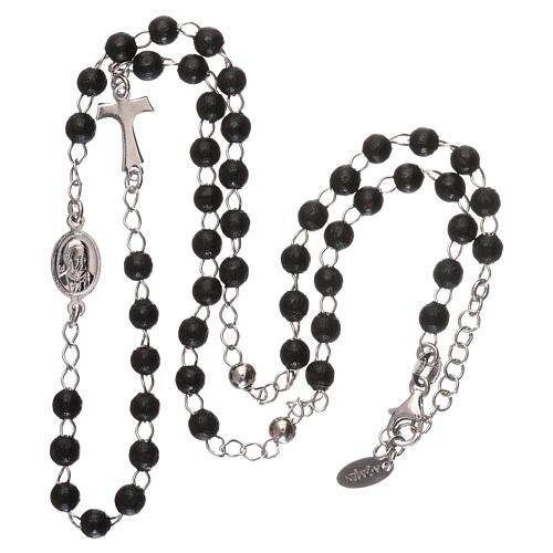 Rosenkranz AMEN Halskette aus Silber und schwarzen Perlen 4