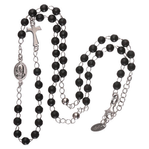 AMEN Rosary collier Tau silver 925 wood, Black 4