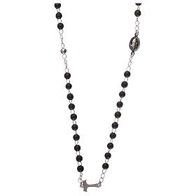 Silver tau rosary collier black wood pearls AMEN