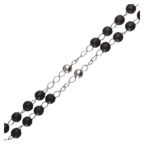 Silver tau rosary collier black wood pearls AMEN 3