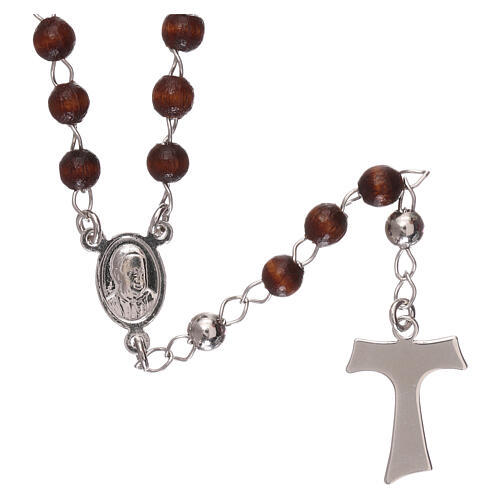 Halskette von AMEN mit kleinen Perlen aus Holz und Kreuzanhänger aus 925er Silber 2