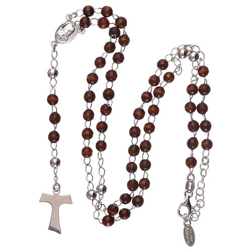 Halskette von AMEN mit kleinen Perlen aus Holz und Kreuzanhänger aus 925er Silber 4