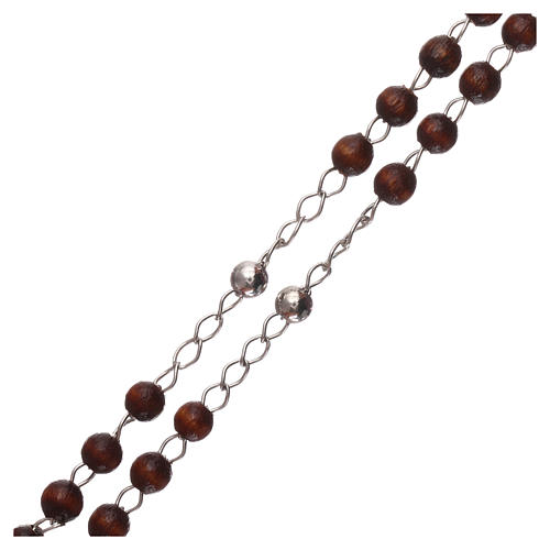 Classic tau rosary sterling silver and brown wood AMEN 3