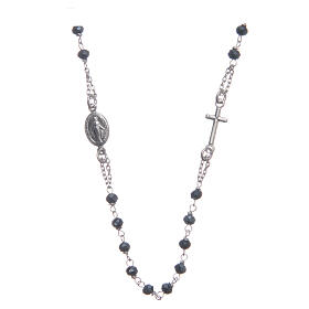 Rosenkranz Halskette aus Silber und blauen Perlen