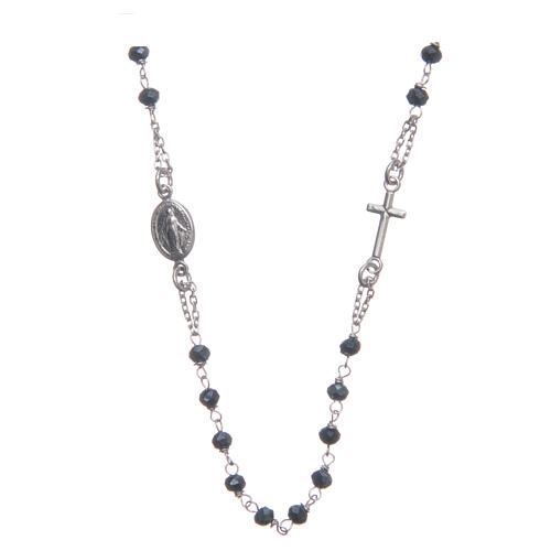 Rosenkranz Halskette aus Silber und blauen Perlen 1