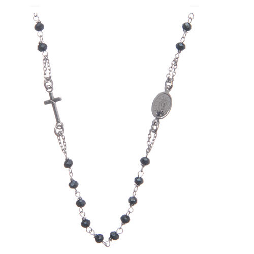 Rosenkranz Halskette aus Silber und blauen Perlen 2