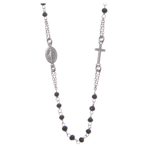 Halskette mit Rosenkranz aus 925er Silber, schwarz 1