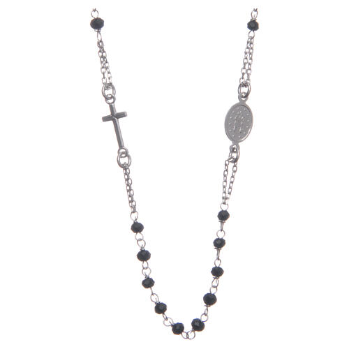 Halskette mit Rosenkranz aus 925er Silber, schwarz 2