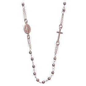 Halskette mit Rosenkranz aus 925er Silber, rosé