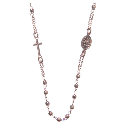 Halskette mit Rosenkranz aus 925er Silber, rosé 2