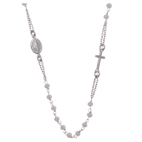 Halskette mit Rosenkranz aus 925er Silber, weiß  1