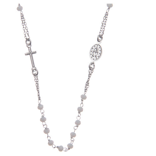Halskette mit Rosenkranz aus 925er Silber, weiß  2