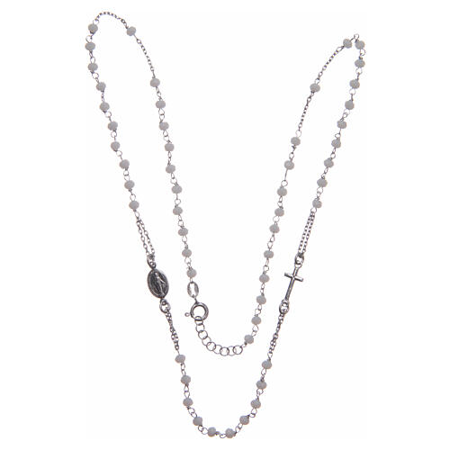 Halskette mit Rosenkranz aus 925er Silber, weiß  3
